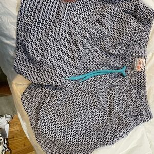 Geometric Patterned Shorts with Teal Accent
